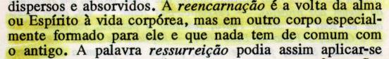 A reencarnação é a volta da alma ou espírito à vida corpórea, mas em outro corpo especialmente formado para ele e que nada tem de comum com o antigo.